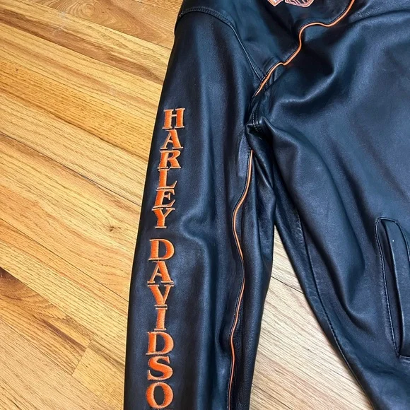 Harley-Davidson Black Jacket with Orange Details xl - Picture 4 of 10